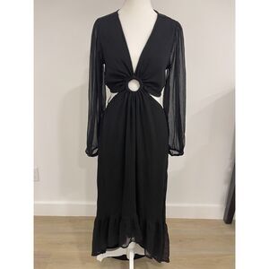 Charlotte Russe Maxi Dress Cut Out Detail Black Casual Summer Medium